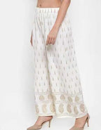 PAVONINE Off-White Color Rayon Fabric Bhutta Print Palazzo For Women - Distacart