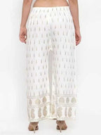 PAVONINE Off-White Color Rayon Fabric Bhutta Print Palazzo For Women - Distacart
