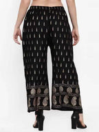 PAVONINE Black Color Rayon Fabric Bhutta Print Palazzo For Women - Distacart