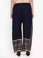 PAVONINE Navy Blue Color Rayon Fabric Side Print Palazzo For Women - Distacart