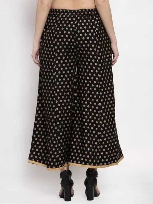 PAVONINE Black Color Rayon Fabric Sun Print Palazzo For Women - Distacart