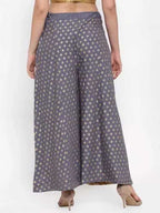 PAVONINE Grey Color Rayon Fabric Sun Print Palazzo For Women - Distacart