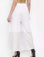 PAVONINE White Color Rayon Fabric Zig-Zag Printed Palazzo For Women - Distacart