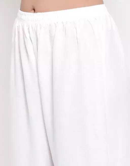 PAVONINE White Color Rayon Fabric Zig-Zag Printed Palazzo For Women - Distacart
