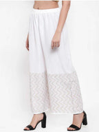 PAVONINE White Color Rayon Fabric Zig-Zag Printed Palazzo For Women - Distacart