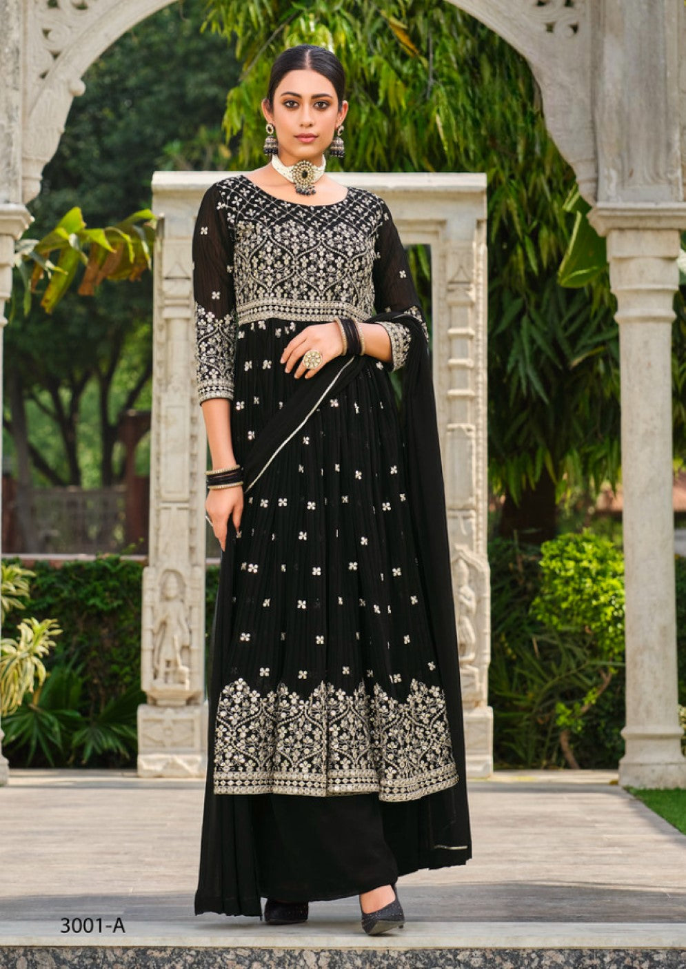 Anaita Black Faux Georgette Plazzo Suit With Embroidery & Sequins Work - Distacart