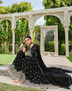 Anaita Black Faux Georgette Plazzo Suit With Embroidery & Sequins Work - Distacart