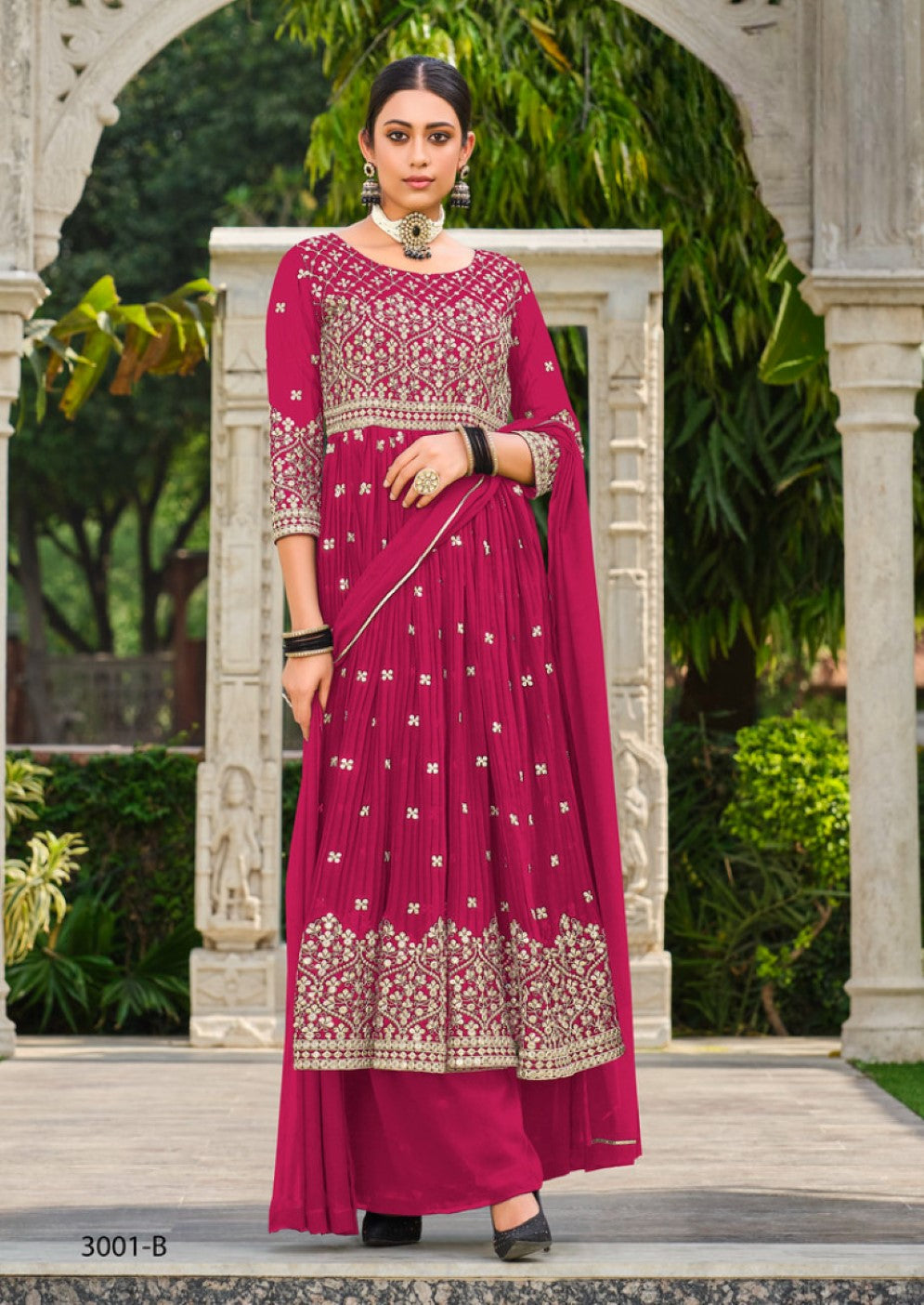 Anaita Red Faux Georgette Plazzo Suit With Embroidery & Sequins Work - Distacart