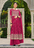 Anaita Red Faux Georgette Plazzo Suit With Embroidery & Sequins Work - Distacart