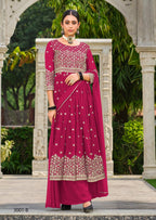 Anaita Red Faux Georgette Plazzo Suit With Embroidery & Sequins Work - Distacart