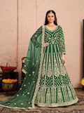 Anaita Green Embroidered Net Anarkali Suit - Distacart