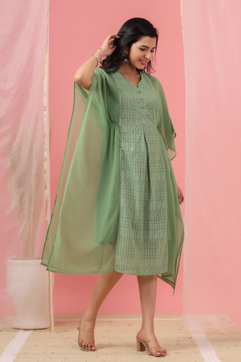 Juniper Womens Sagegreen Embroidered Kaftan - Distacart