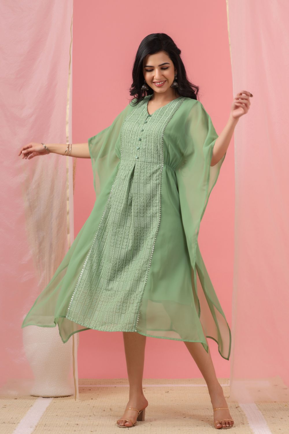 Juniper Womens Sagegreen Embroidered Kaftan - Distacart