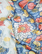 Shades of Sky Blue Colour Floral Design Banaras Semi Silk Saree By Gayathri Reddy Designer Studio
