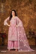 Anaita Pink Embroidered Net Plazzo Suit - Distacart
