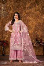 Anaita Pink Embroidered Net Plazzo Suit - Distacart