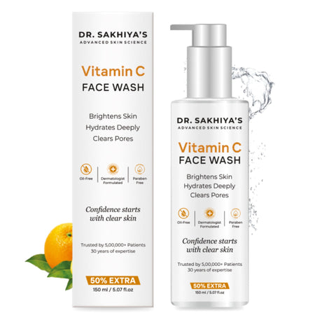 Dr.Sakhiya Vitamin C Face Wash Daily Glowing and Brightening Cleanser with Antioxidants