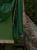 Indo Era Ethnic Motifs Yoke Design Straight Kurta with Trousers & Dupatta - Distacart