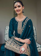 Anaita Teal Blue Faux Georgette Suit With Embroidery & Sequence Work - Distacart