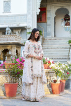 Lorenvalley Vichitra Silk Sequins and Thread Embroidery Work Palazzo Set