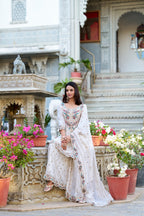 Lorenvalley Vichitra Silk Sequins and Thread Embroidery Work Palazzo Set