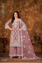 Anaita Purple Embroidered Net Plazzo Suit - Distacart