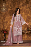 Anaita Purple Embroidered Net Plazzo Suit - Distacart