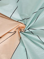 KLOTTHE Blue & Pink Geometric 300 TC King Fitted Bedsheet With 2 Pillow Covers - Distacart