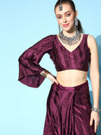 Tikhi Imli Burgundy Accordion Pleated Ready to Wear Saree - Distacart