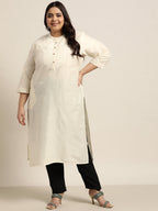 Juniper Women`S Beige Tussar Silk Festive Wear Solid Straight Kurta - Distacart