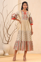 Juniper Womens Beige Cambric Floral Printed Tiered Dress - Distacart