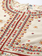 Juniper Women`s Beige Rayon Festive Wear Embroidered & Printed Tiered Dress - Distacart