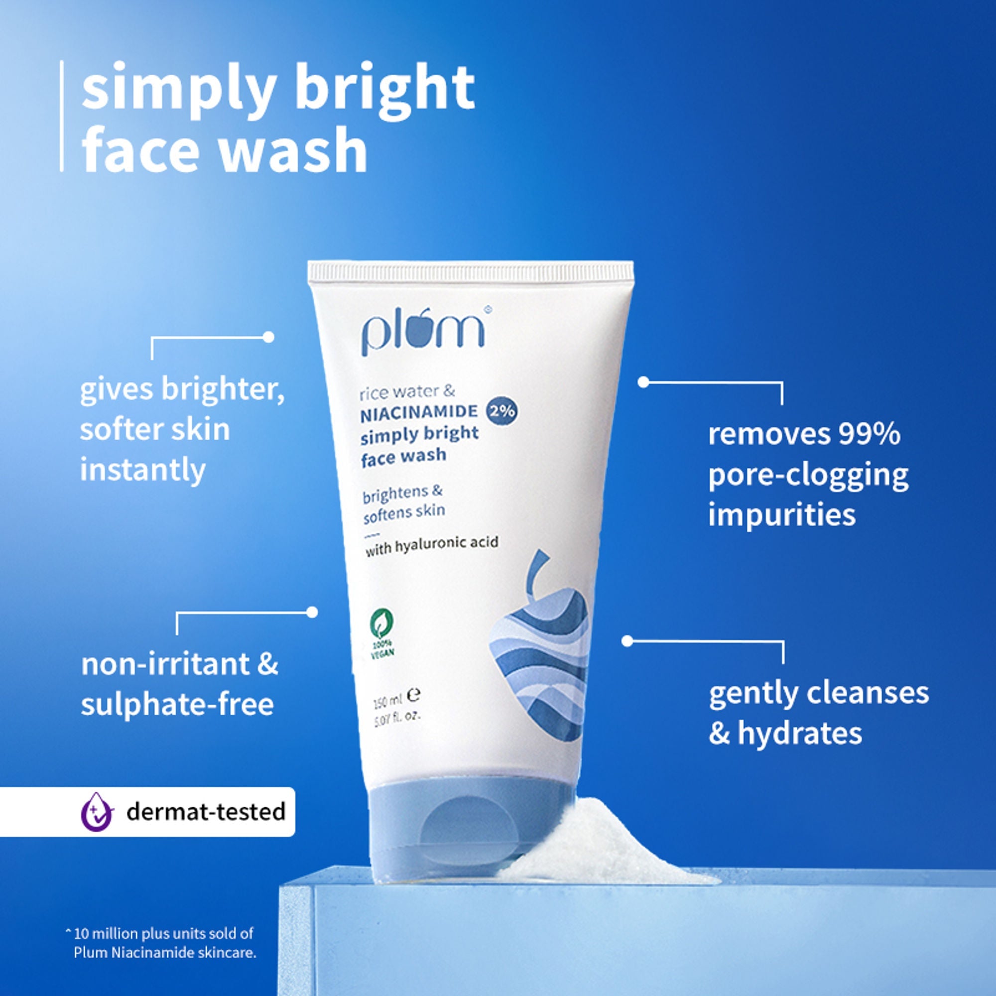 Plum 2% Niacinamide and Rice Water Face Wash and Moisturiser - Distacart