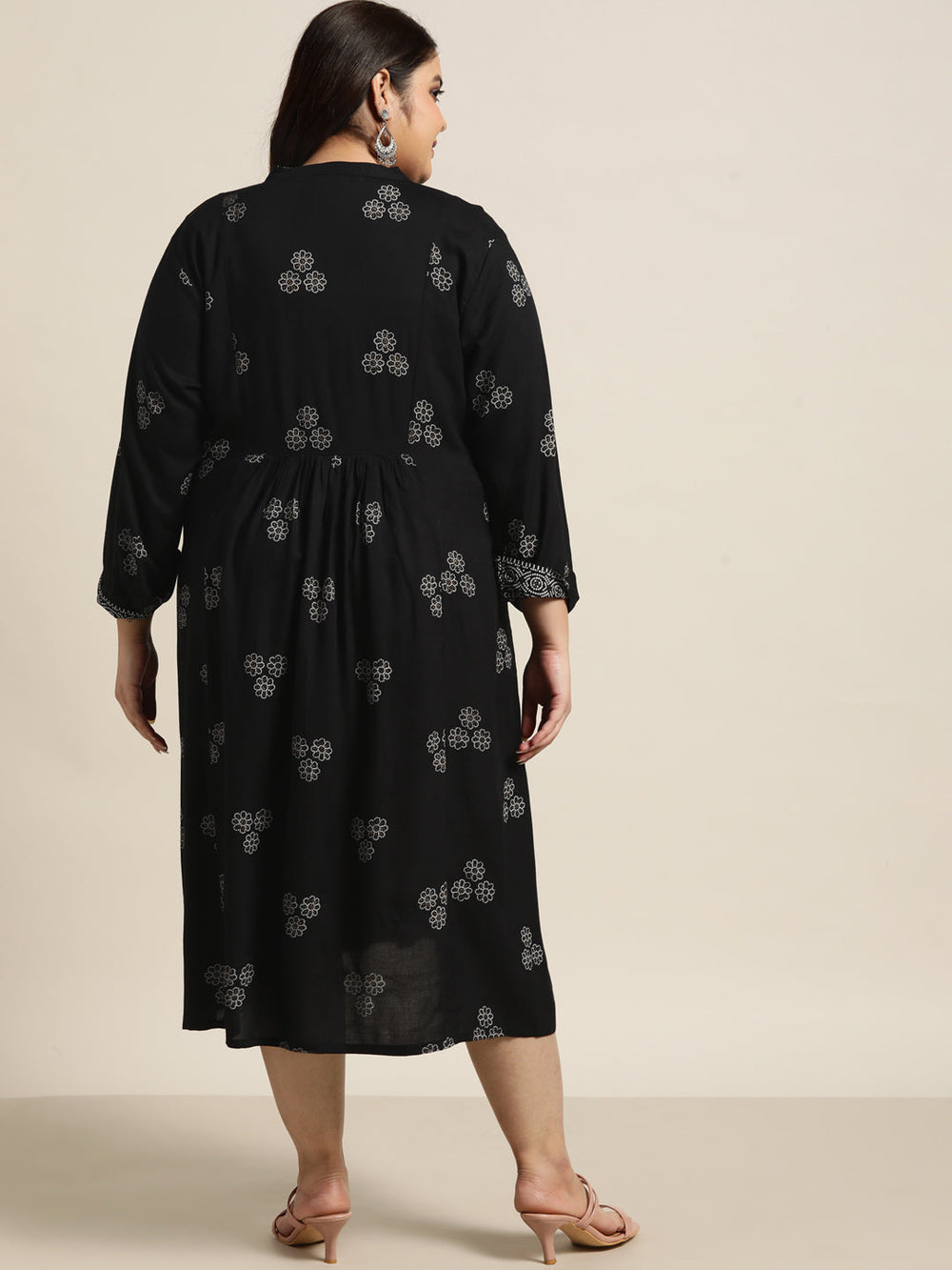 Juniper Women`s Black Rayon Casual Wear Printed Flared Dress - Distacart