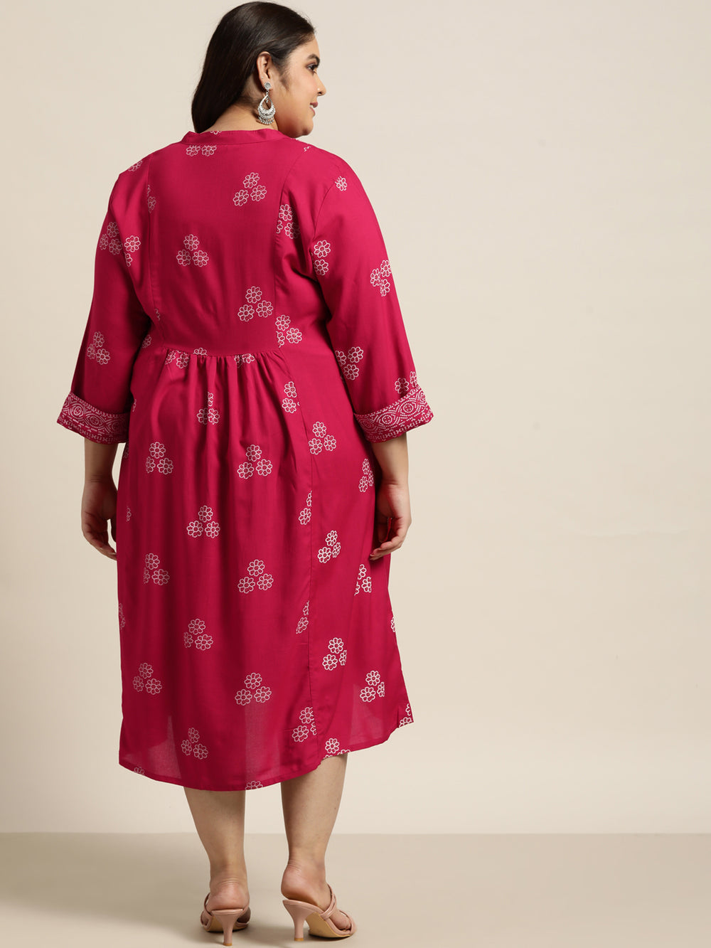Juniper Women`s Fuchsia Rayon Casual Wear Printed Flared Dress - Distacart