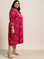 Juniper Women`s Fuchsia Rayon Casual Wear Printed Flared Dress - Distacart