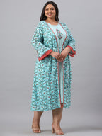 Juniper Women`s Sky Blue Rayon Festive Wear Embroidered & Printed Flared Dress - Distacart