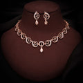 Tehzeeb Creations Brass Rose Gold-Polished Green Colour Necklace With Earrings