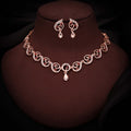 Tehzeeb Creations Brass Rose Gold-Polished Maroon Colour Necklace With Earrings