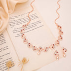 Tehzeeb Creations Brass Rose Gold-Polished Maroon Colour Necklace With Earrings
