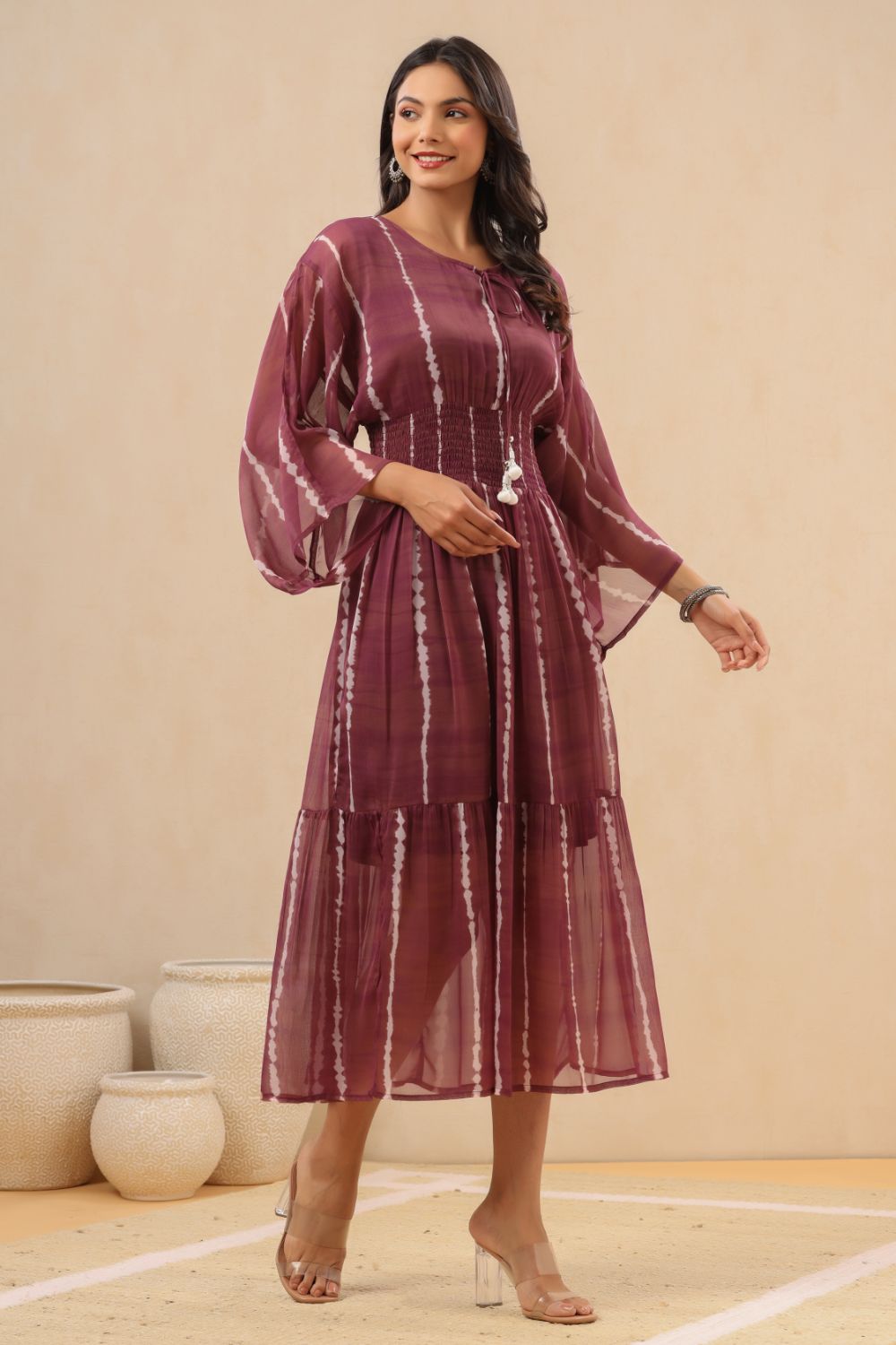 Juniper Womens Purple Chiffon Midi Dress - Distacart