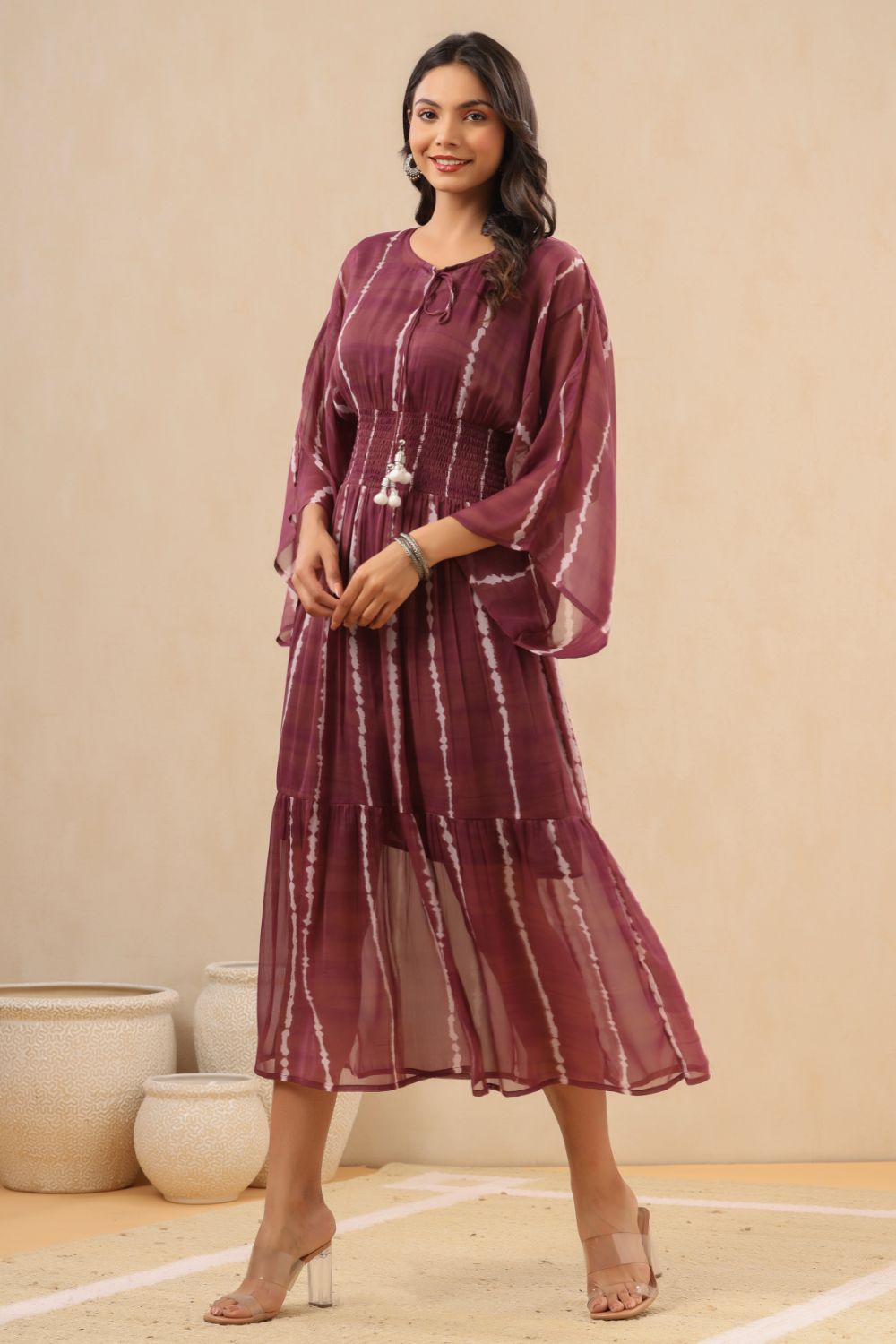 Juniper Womens Purple Chiffon Midi Dress - Distacart