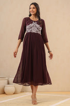 Juniper Womens Purple Chiffon Dobby Embroidered Maxi Dress - Distacart