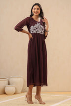 Juniper Womens Purple Chiffon Dobby Embroidered Maxi Dress - Distacart