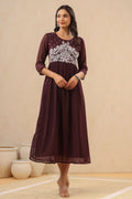 Juniper Womens Purple Chiffon Dobby Embroidered Maxi Dress - Distacart