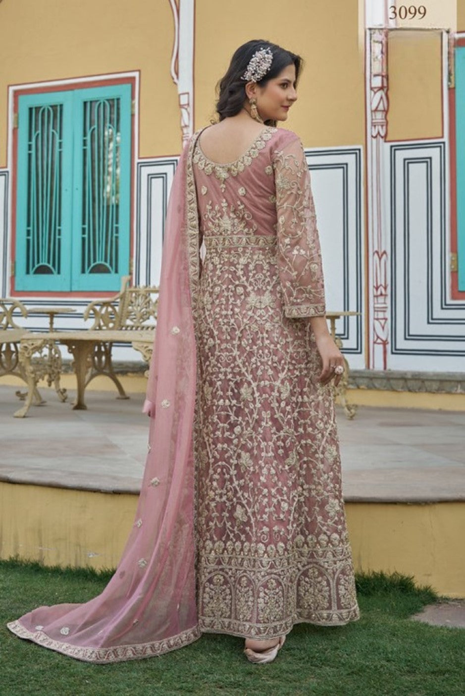 Anaita Peach Silk Anarkali Suit With Embroidery & Sequins Work - Distacart