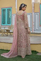 Anaita Peach Silk Anarkali Suit With Embroidery & Sequins Work - Distacart