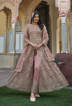 Anaita Peach Silk Anarkali Suit With Embroidery & Sequins Work - Distacart
