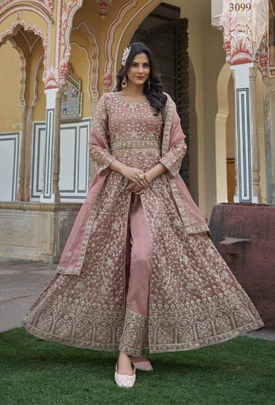 Anaita Peach Silk Anarkali Suit With Embroidery & Sequins Work - Distacart