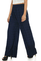 Mominos Fashion Moeza Reyon Cotton Navy Blue Chikan Work Palazzo